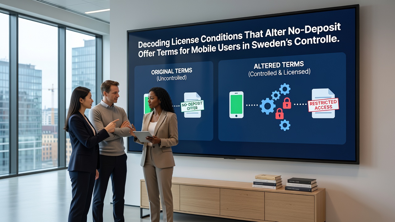 Analysis of mobile interface showing altered no-deposit bonus terms under Swedish licensing