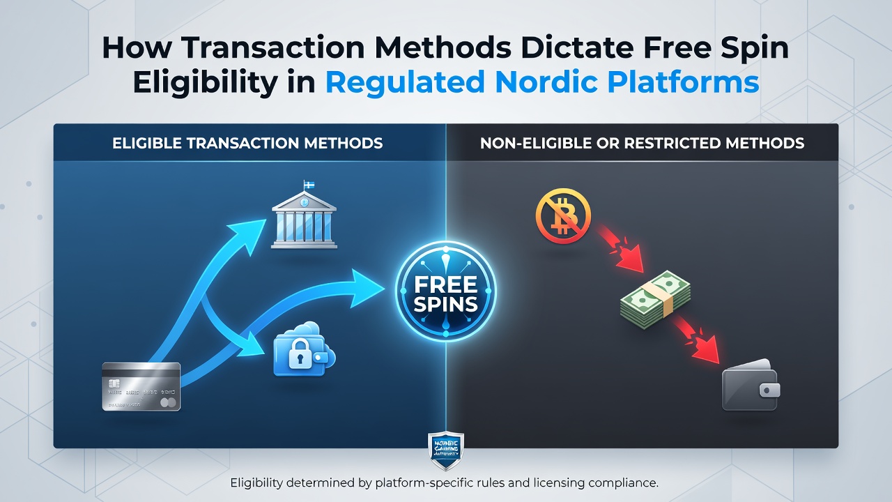Overview of transaction methods and free spin eligibility on Nordic gambling platforms