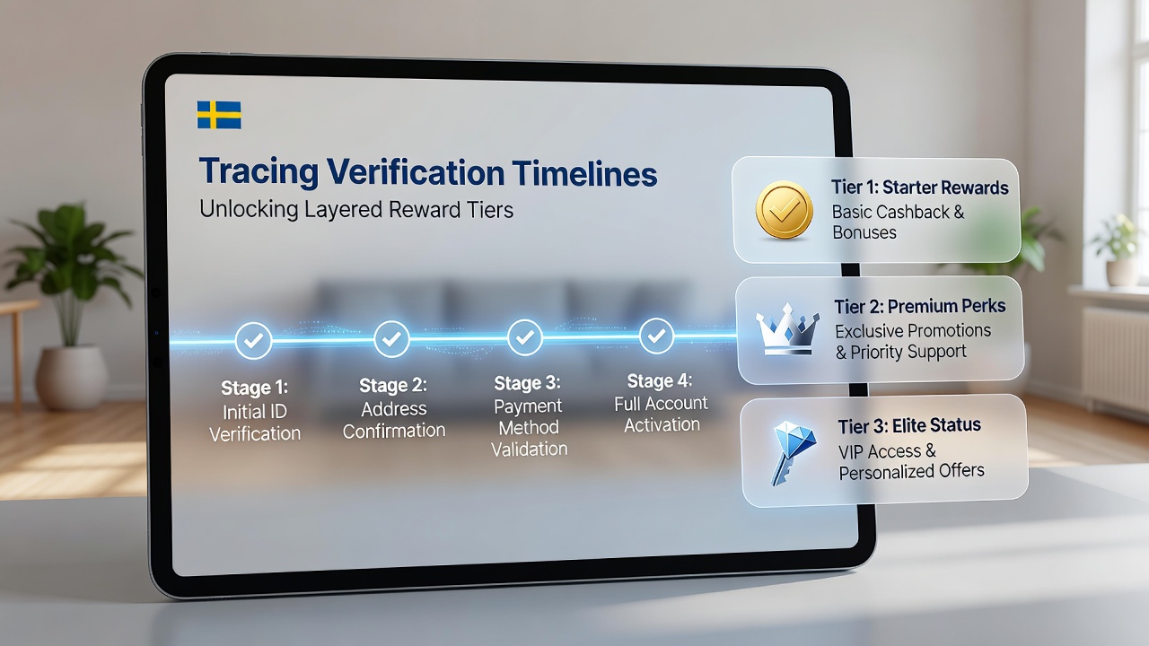Dashboard view of layered reward tiers after verification completion on a Swedish mobile casino platform